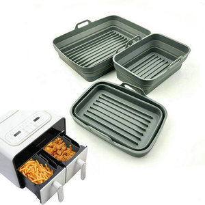 Accessoires pour friteuse à air : Doublures rectangulaires pliables en silicone de 10L pour paniers doubles, Moule en silicone pour friteuse à air, <span class=keywords><strong>Pot</strong></span> en silicone - Product Image 1