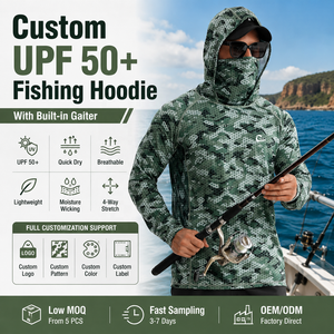 Sudadera de Pesca Personalizada para Hombre con Protección <span class=keywords><strong>Solar</strong></span> UPF 50+ y Cuello Ajustable de Secado Rápido OEM/ODM - Product Image 4
