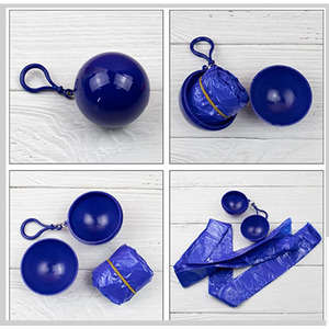 Emergency Ball Rain <b>Poncho</b> Keychain Ball Rain <b>Poncho</b> Plastic Disposable Raincoat Ball - Product Image 4
