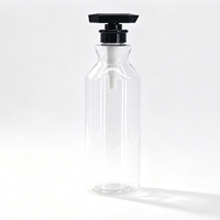 Bouteille à pompe transparente en PET de grande capacité 800 ml, anti-fuite, pompe carrée noire pour shampoing, savon pour les mains, OEM personnalisé