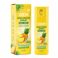 Spray buccal OEM saveur ananas doré vibrant 12,5 ml, rafraîchisseur d'haleine tropical portable en forme de carte, brume rafraîchissante en spray