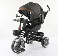 Tricycle 3-en-1 pour enfants, poussette-vélo, poignée de poussée réglable sur 2 niveaux, musique et lumière avec auvent et rotation à 360° °   Siège inclinable rotatif