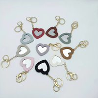 Mini miroir de maquillage portable rouge pour rouge à lèvres, nouveau porte-clés pour filles, mini portefeuille en cuir PU écologique, pendentif enveloppe, emballage cadeau