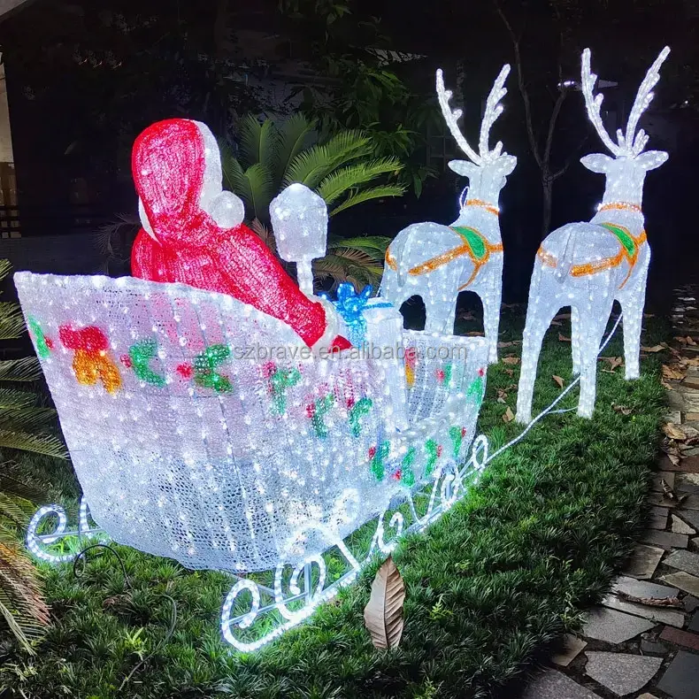 Lampu kereta rusa Natal Motif rusa Natal, lampu tali Kereta Api Natal akrilik