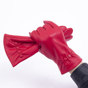 Guantes de cuero con puños elásticos para conducir resistentes al frío de fábrica china para mujer - Product Image 3