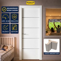 Porte intérieure australienne pré-montée, blanche, à âme pleine, acoustique, rainurée, insonorisée, pour maison et bureau