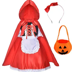 Jolie robe de princesse pour filles, déguisement de fête d'halloween, de noël, de conte de fées, petite robe à capuche rouge