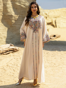 Ramadan Eid mediorientale donna Abaya <span class=keywords><strong>turchia</strong></span> ricamo Boutique per donna abiti da sera <span class=keywords><strong>abbigliamento</strong></span> islamico moda - Product Image 2