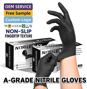 <span class=keywords><strong>Gants</strong></span> en Nitrile Noirs <span class=keywords><strong>Jetables</strong></span> <span class=keywords><strong>de</strong></span> Qualité Alimentaire pour Manipulation Alimentaire Propre, Imperméables, Résistants à l'Huile, pour Cuisine et Usage Domestique - Product Image 1