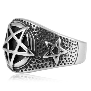 yunnique Men's Silver Five-Pointed Star <b>Titanium</b> Steel <b>Ring</b> Geometric Design Gift Jewelry - Product Image 3