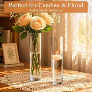 Vases cylindriques <span class=keywords><strong>en</strong></span> <span class=keywords><strong>verre</strong></span> <span class=keywords><strong>transparent</strong></span> de 1,77 x 7,48 pouces, petits vases pour décoration de table de mariage, pour une seule rose, vases <span class=keywords><strong>en</strong></span> gros - Product Image 5