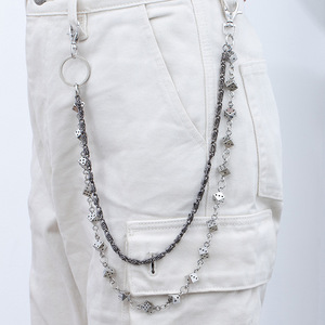 Chaîne <span class=keywords><strong>de</strong></span> taille, bracelet et collier en métal style punk sombre européen-américain avec tête <span class=keywords><strong>de</strong></span> crâne et dés, 115 cm, accessoires hip-hop unisexe - Product Image 4