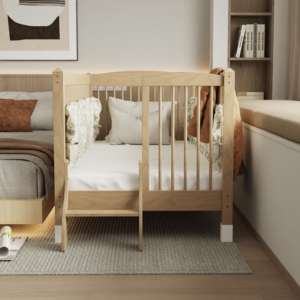 <span class=keywords><strong>Cama</strong></span> Infantil Convertible Moderna de Madera Maciza con Barandillas de Seguridad y Escalera, Diseño Ecológico para Ahorrar Espacio - Product Image 3