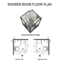 Module de salle de bain compact et modulaire personnalisé YEETE avec douche panoramique en verre, toilettes et vasque pour projets hôteliers et d'appartements préfabriqués