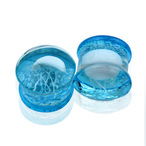 10 pasang/set transparan bercahaya kaca malam ubur-ubur telinga pengukur lubang plug daging perenggang anting-anting untuk pernikahan - Product Image 5