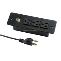 Konferenztisch-Einbau-Steckdosenleiste 10A 2 USB-Anschlüsse 3 AC-Steckdosen Sofa-Einbau-Verlängerungssteckdose für Hotels und Büros