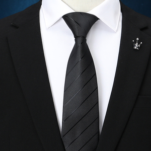 <span class=keywords><strong>Corbata</strong></span> Estrecha a Rayas Grises para Hombre y <span class=keywords><strong>Camisa</strong></span> de <span class=keywords><strong>Traje</strong></span> de Poliéster Estilo Japonés Sin Nudos; Opción Casual Negra con Cierre de Cremallera para Mujer Sin Necesidad de Atar - Product Image 3