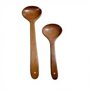 Natural <b>Wood</b> Cooking <b>Spoon</b> <b>Set</b> of 2 Reusable Kitchen Utensils for Stirring Mixing Serving Food Preparation - Product Image 3