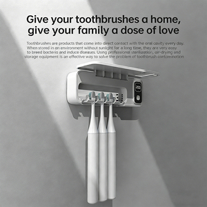 Stérilisateur de brosses à dents LED UV profond rechargeable OEM avec fonction de séchage par ventilateur à turbine, <span class=keywords><strong>support</strong></span> et nettoyeur de brosses à dents mural - Product Image 5