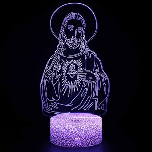 Lampada Notturna Divina con Illusione 3D in Acrilico, RGB 16 Colori, Telecomando Touch USB Dimmerabile, Decorazione per Camera dei Bambini, Regalo - Product Image 5