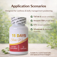 Capsules Détox Digestives Gestion du Ventre Marque Privée Fibres Amincissantes Extraits Herbacés Bénéfices Détoxifiants Adultes 30 Comprimés