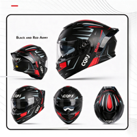 Helm Motor CQPJ ABS Full Face Flip Up Bersertifikasi 3C dan DOT, Dilengkapi Dual Visor dan Slot Headset, Cocok untuk Empat Musim dan Touring