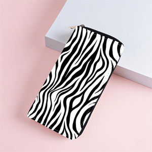 Cartera Larga de <span class=keywords><strong>Cuero</strong></span> PU con Estampado de Leopardo y Cerezas, Gran Capacidad, Tarjetero, Monedero con Cremallera, Estampado de Cebra, Impermeable - Product Image 3
