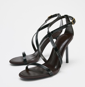 Sandales à talons hauts décontractées pour femmes, avec bride fine, style été 2025, talons ouverts à l'arrière - Product Image 1