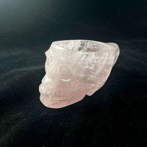 Taza de <span class=keywords><strong>cristal</strong></span> con diseño de forma de calaveras de cuarzo transparente Rosa Natural con asa, taza de té de café tallada a mano para regalo - Product Image 1