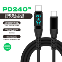 Câble de données USB-C en silicone avec affichage LED, charge rapide 240W 5A, PD3.1, 2M, vente en gros d'usine pour téléphones mobiles iPhone 17