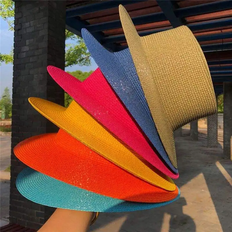 Wholesale Straw Hats For Women Summer Oversized Sun Natural Grass Bucket Foldable Panama Personalized Custom OEM Boater Luxury