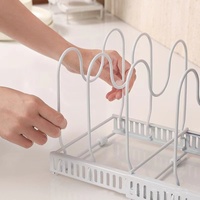 Étagère d'organisation de cuisine moderne, durable, écologique et peu encombrante, en acier au carbone revêtu, pour organiser les casseroles et les poêles, noir/blanc