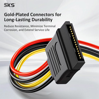 Cable Divisor de Alimentación SATA de 15 Pines Macho a Doble 15 Pines Hembra, Conductor de Cobre Puro para Escáner de Computadora, Cámara, Auriculares - Carga Rápida