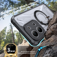 Coque de téléphone transparente en PC+TPU avec protection antichoc, anti-traces de doigts et chargement magnétique sans fil à 360° pour Redmi 15C 5G 15 14C 14 13 12
