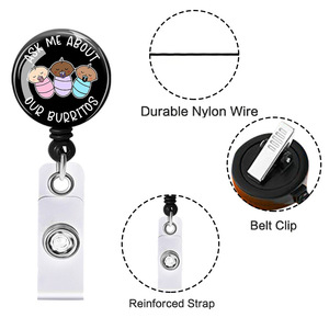 Porte-badge rétractable personnalisé avec logo, motif dessin animé mignon pour professionnels de la santé, en époxy, avec pince crocodile pratique pour médecins et infirmières - Product Image 2