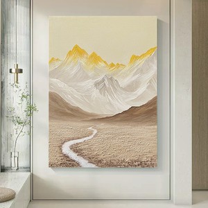 Golden Mountains Landscape Painting Wrapped Canvas Modern Minimalist Sofa Background Wall Art <b>Large</b> Entrance Hallway Decor - Product Image 1