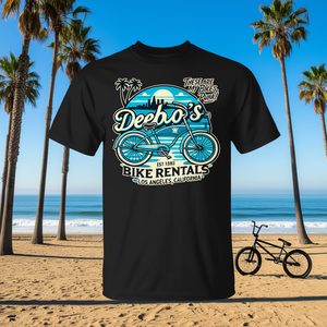 T-shirt Deebo's Bike Rentals nera da uomo, taglia grande, abbigliamento da ciclismo su strada - Product Image 4