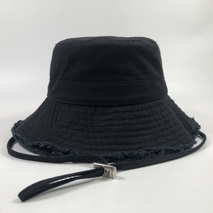 ODM couleur unie déchiré coton Boonie chapeau femmes Logo brodé réglable classique rétro bassin <span class=keywords><strong>bob</strong></span> personnalisé seau chapeau en détresse - Product Image 2
