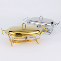QY Réchaud de buffet en verre 1.5L 2L 3L, à cuve simple et double, rectangulaire, avec cadre en acier inoxydable, pour usage domestique et hôtelier