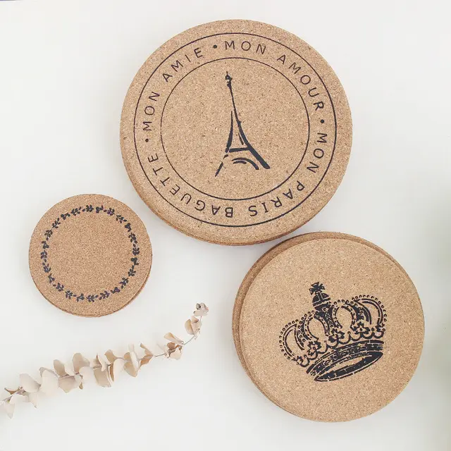 Sous-verres en bois de liège de haute qualité, sous-verres MDF pour boissons