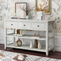 Luxe Blanc Peint Mdf Étroit Canapé Couloir Rectangulaire Porche En Bois Table Moderne Minimaliste Entrée Console Table Avec Rack