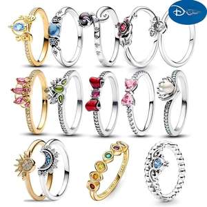 Anillo DE CORONA DE princesa brillante clásico de plata 925, anillo en forma de corazón con lazo rojo adecuado para fiesta de boda, regalo de joyería Original para mujer - Product Image 1