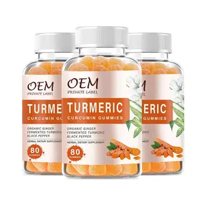 Biocaro OEM Private Label Food Supplements Curcumin Turmeric Ginger Gummy For Joint Support And Brain Booster Turmeric Gummies