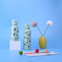 Bouteille isotherme de voyage en acier inoxydable avec motif animal mignon, anti-fuite, sans BPA, à large ouverture, avec poignée, pour enfants, personnalisable avec logo OEM