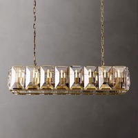 Luminaire de salle à manger nordique simple personnalisé, 6 lumières, or brossé avec abat-jour, décoration en métal, éclairage d'îlot de cuisine
