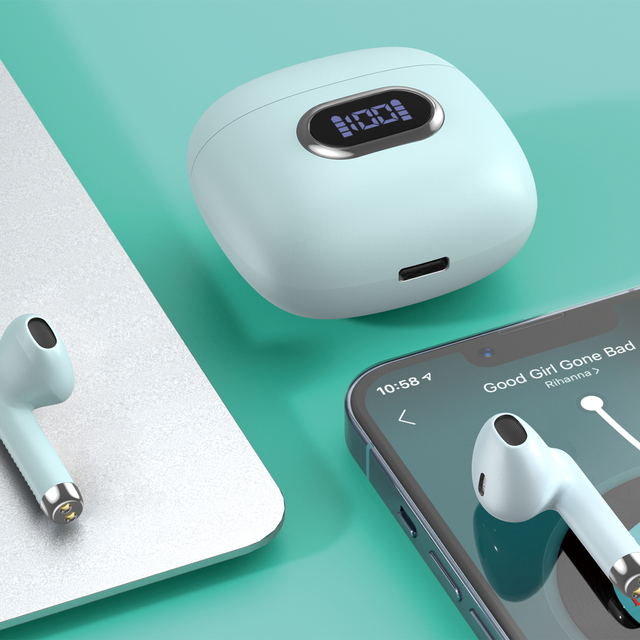 Custom Logo 2025 TWS BT 5.3 In-Ear Wireless Headphones IPX4 Waterproof Earbuds with 4 Mics and LED Display Headset