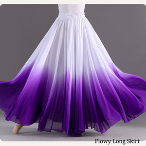 Jupe de danse de haute qualité pour femmes, 360/540/720 degrés, couleur dégradée, longue et fluide, jupe circulaire complète pour la danse folklorique, costume de spectacle - Product Image 2