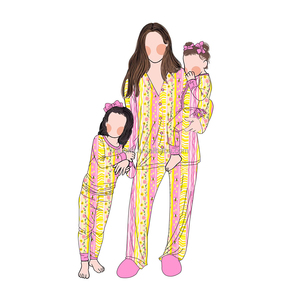Usine directement vente haute qualité 3 pièces bambou famille correspondant ensemble famille pyjamas vêtements de nuit parent-enfant ensemble de vêtements - Product Image 3