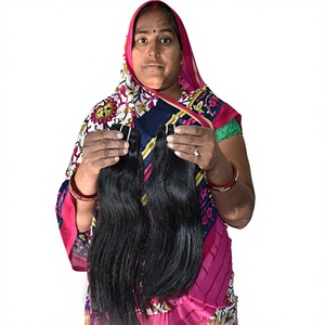 Meilleur prix de gros Extensions de cheveux indiens vierges 100% à cuticules alignées, lisses, noirs naturels, Remy, pour tissage profond en vrac - Product Image 1
