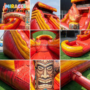Tobogán Acuático Inflable Comercial con Piscina Combinada, 18 pies, Doble Carril, Diseño Volcán, PVC de Alta Resistencia, para Alquiler en Fiestas - Product Image 5